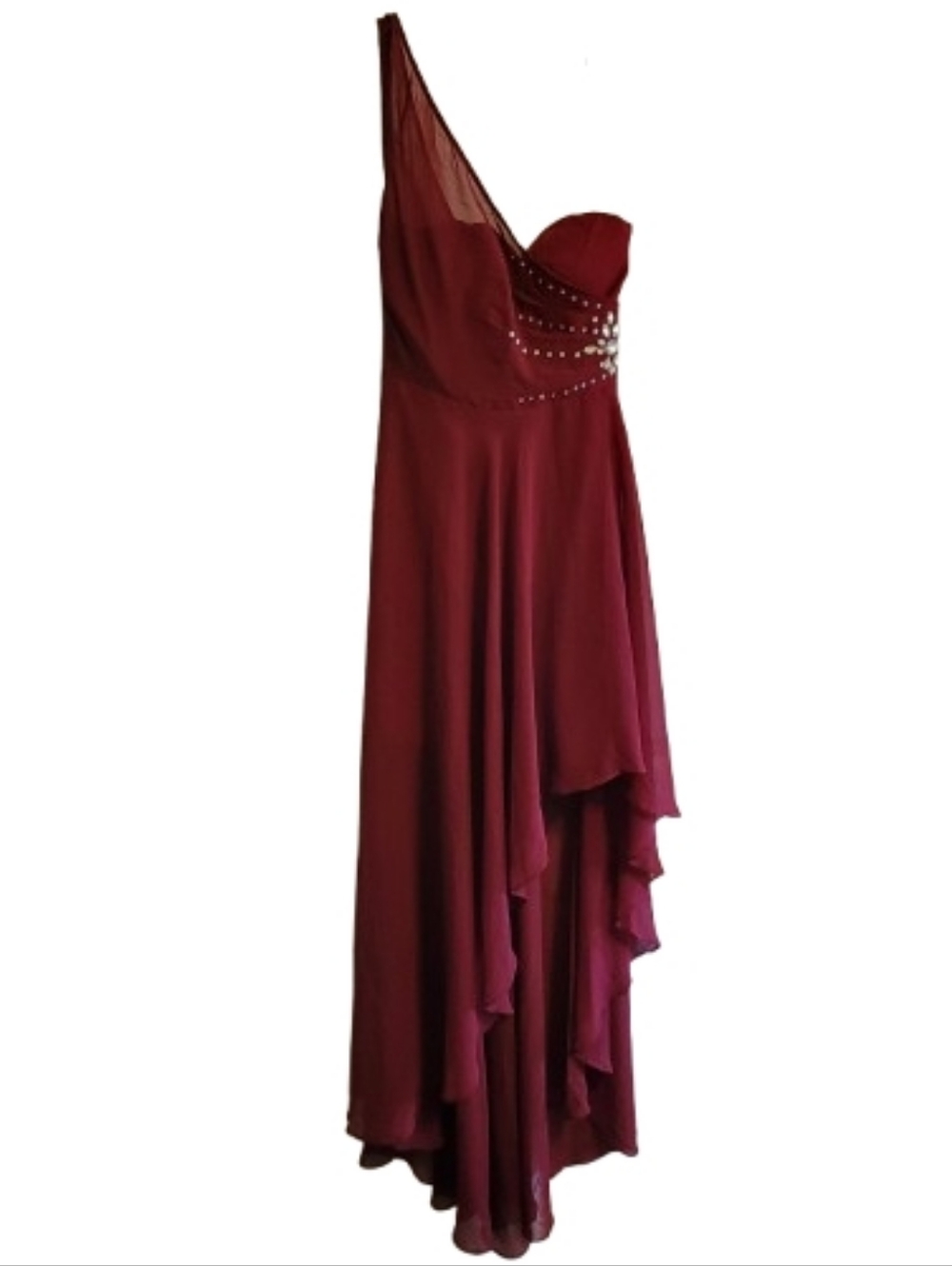 Ever Pretty Wine Red One-Shoulder Formal Gown Size 4